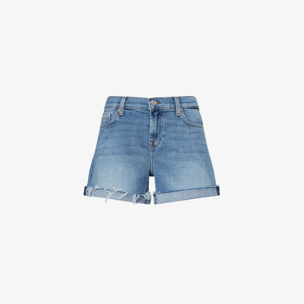 

Джинсовые шорты с рваным краем Mid-Roll 7 For All Mankind, цвет shore