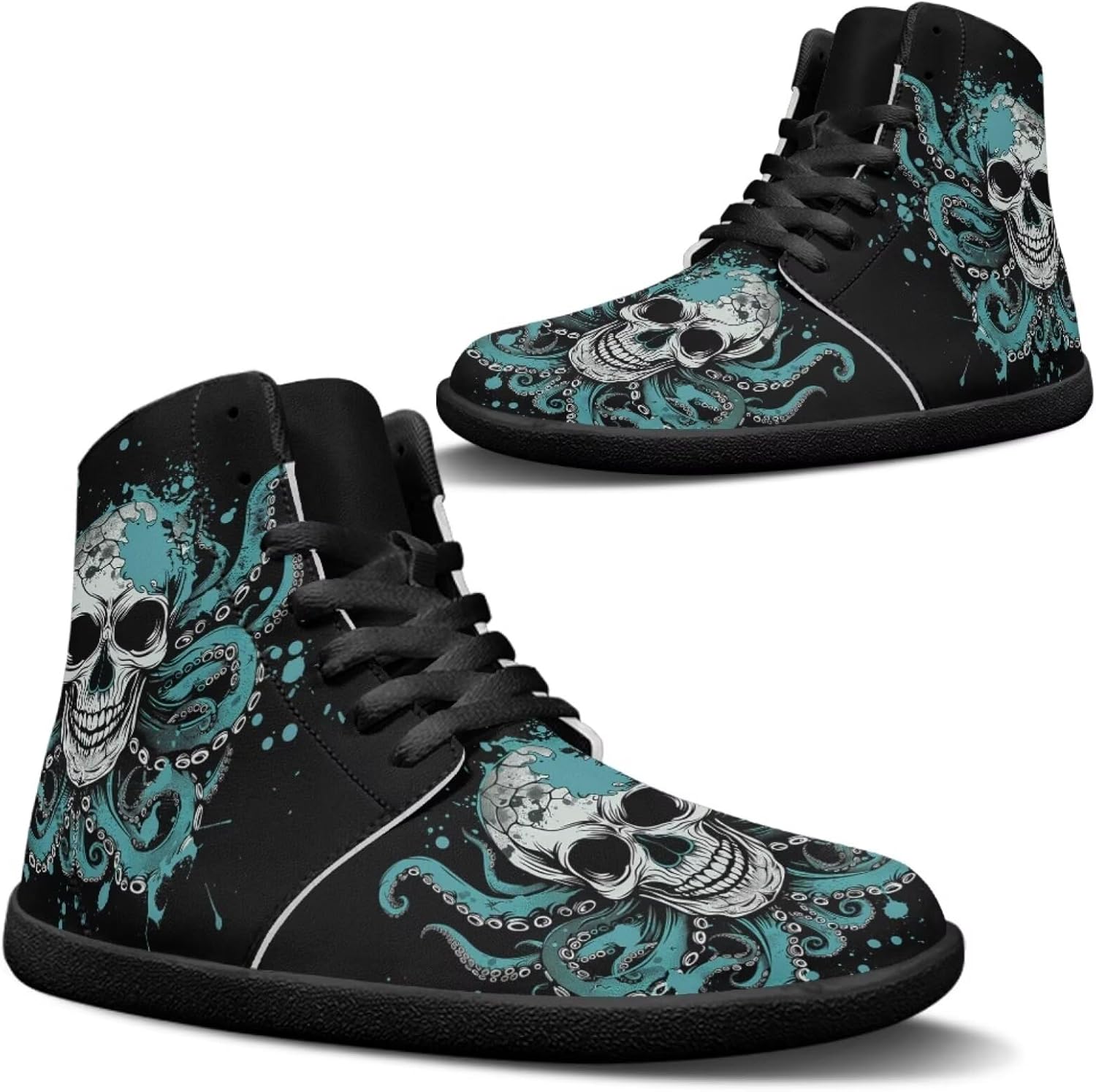 

Кроссовки Jeiento Skull High Top для мужчин с эффектом босоного бега, дышащие, Octopus Skull Cthulhu