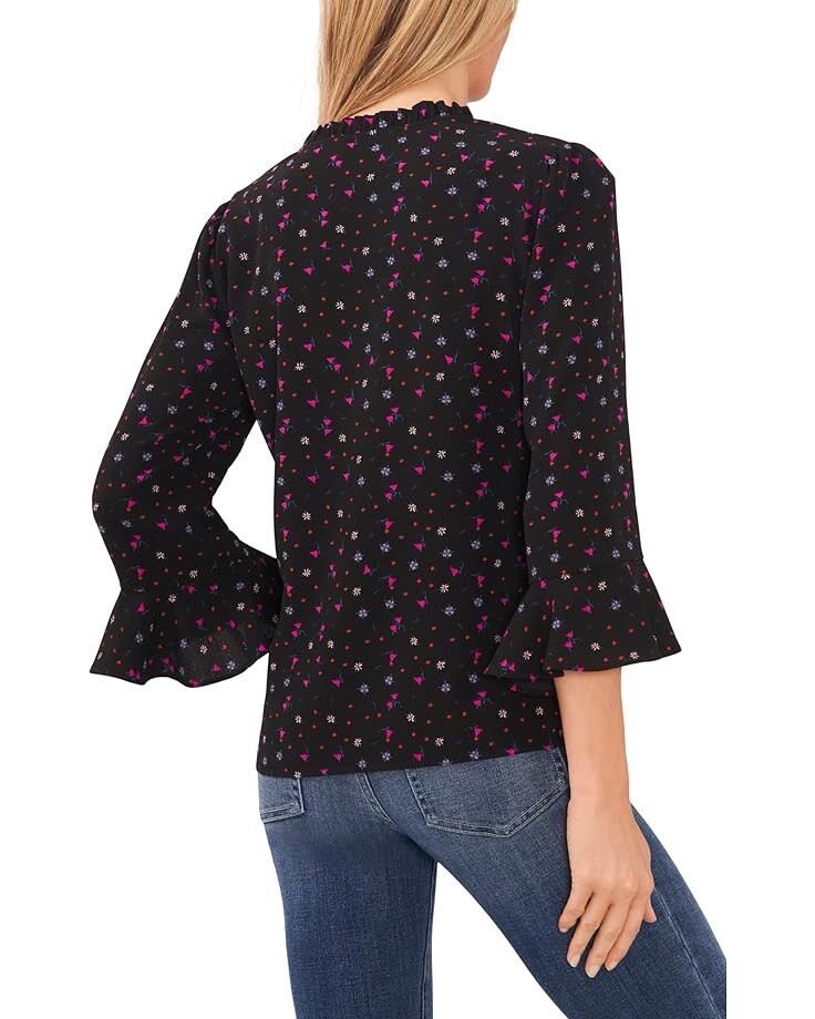 

Блуза CeCe Elbow Ruffle Sleeve V-Neck Blouse, цвет Rich Black