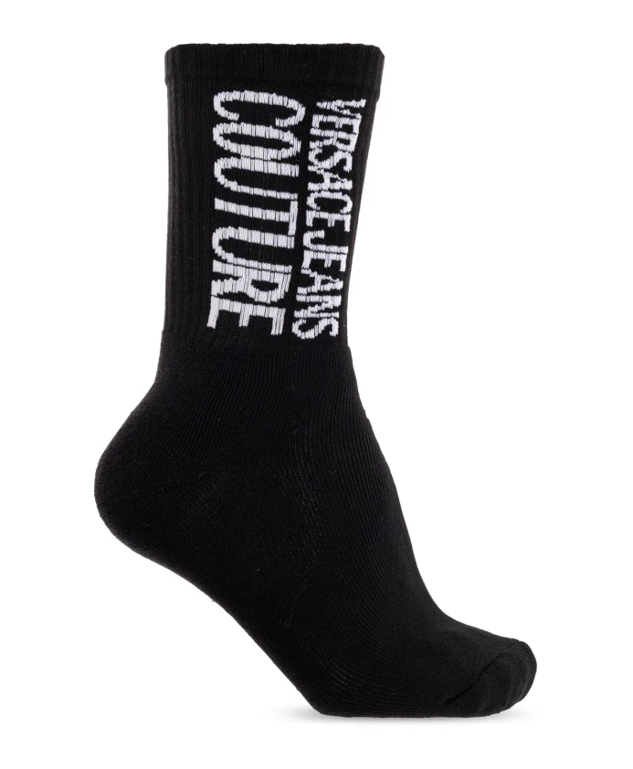 

Хлопковые носки с логотипом Versace Jeans Couture, черный