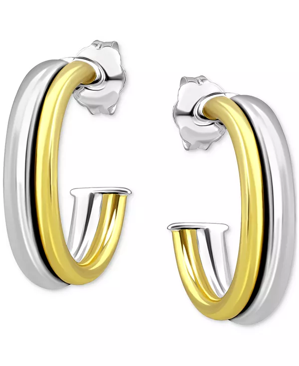 

Двойные серьги-кольца из стерлингового серебра с покрытием из 18-каратного золота, 5/8 дюйма, эксклюзивно в Macy's Giani Bernini, two-tone