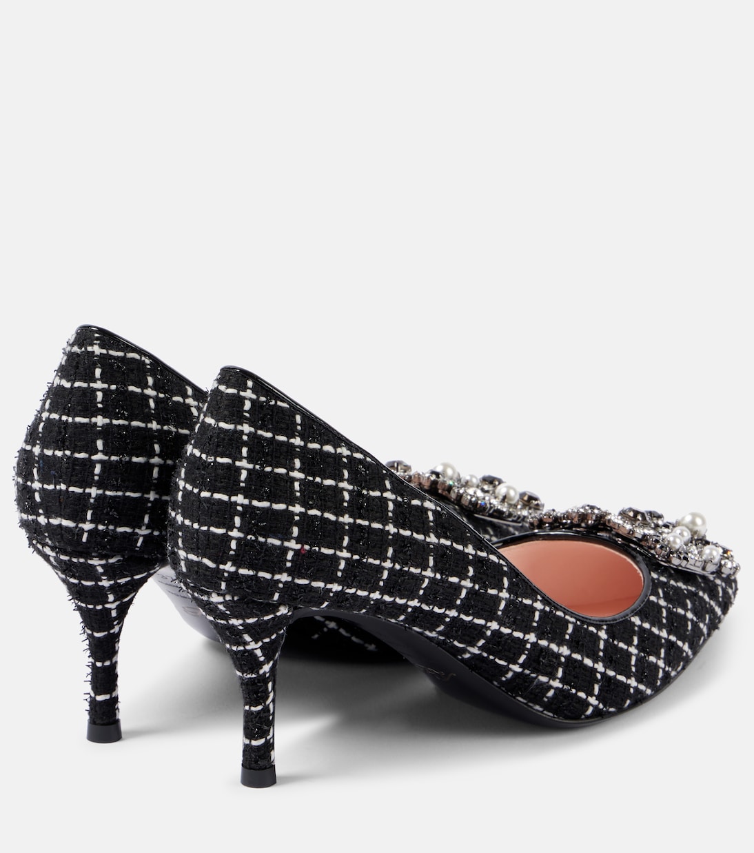 Туфли-лодочки букле Flower Strass 65 с кожаной отделкой Roger Vivier, Nero — фото 3