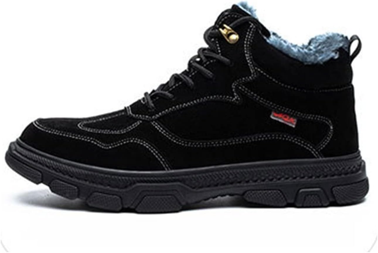 

Зимние ботинки HISXUS для мужчин, ботинки с защитным стальным носком, проколостойкая рабочая обувь, неразрушимые кроссовки для работы (Цвет: черный, Размер: 10 US)