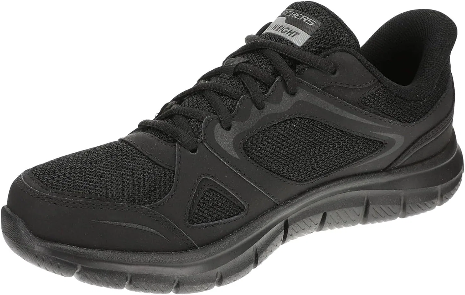 Мужские кроссовки Skechers Hands-Free Slip-ins Track Trainers, Black Leather Mesh Pu — фото 4