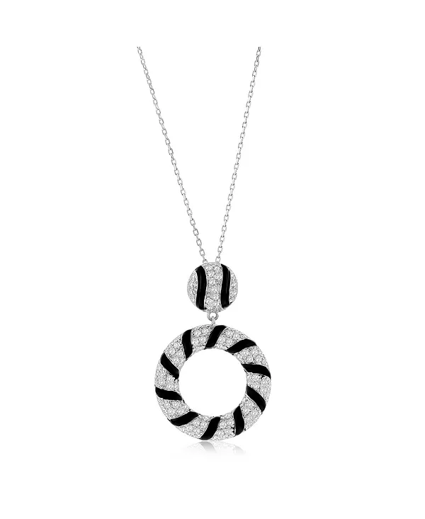 

Подвеска-Капля Suzy Levian из стерлингового серебра с белыми кубическими цирконами и черной эмалью Suzy Levian New York, black