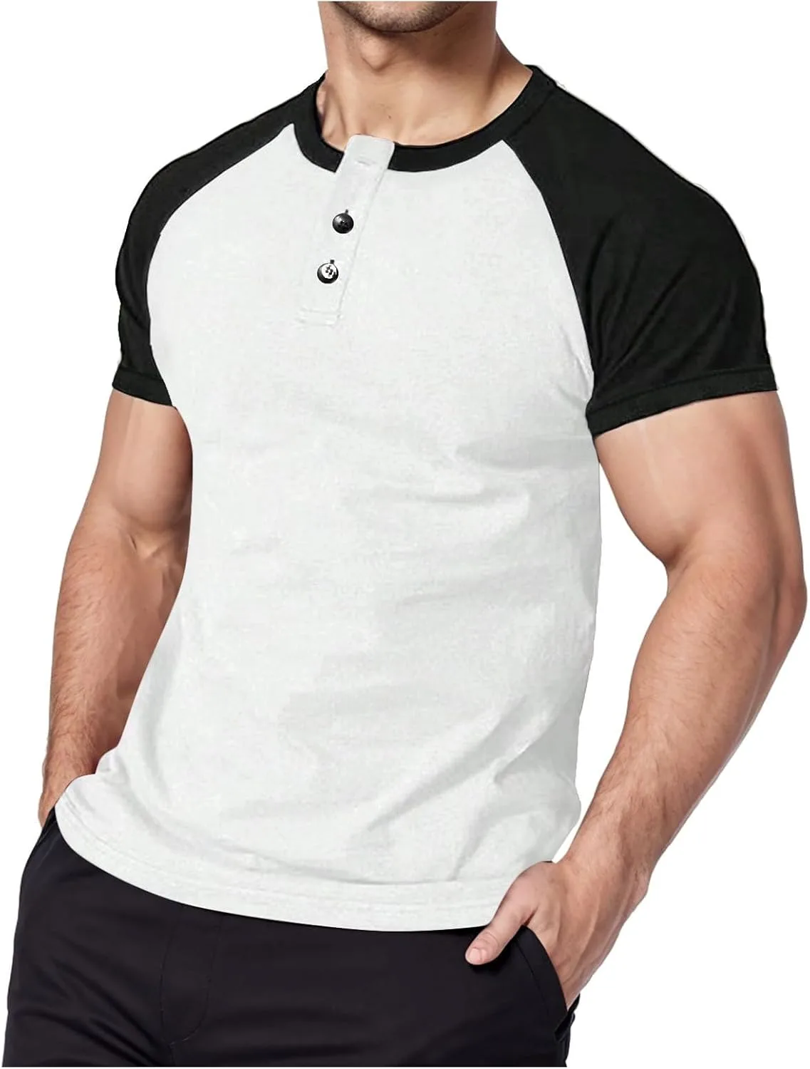 

Футболка мужская Quarter Button-Down, летняя, Color Block, короткий рукав, Relax Fit