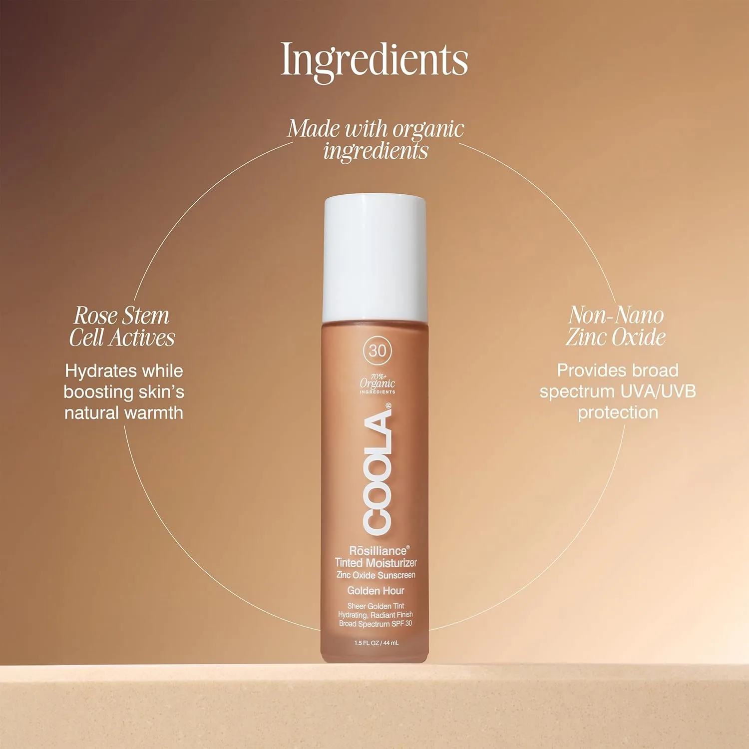 Увлажняющий тонирующий крем COOLA Organic Rosilliance с SPF 30, протестировано дерматологами, 1,5 жидких унции., White — фото 4