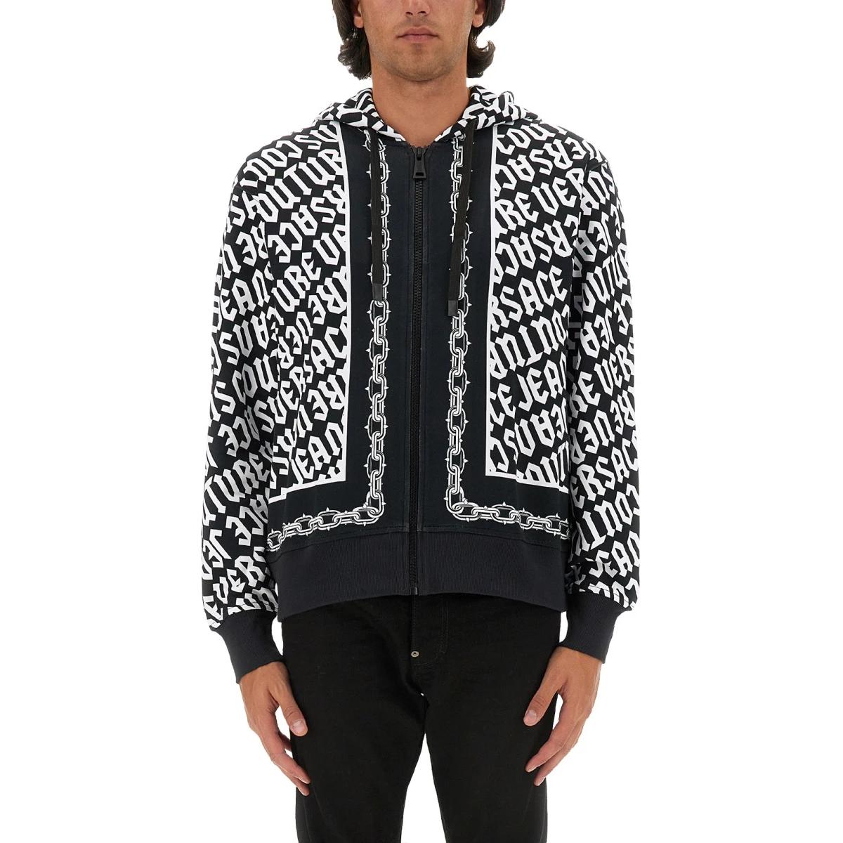 

VERSACE JEANS COUTURE Хлопковая худи на молнии, Black