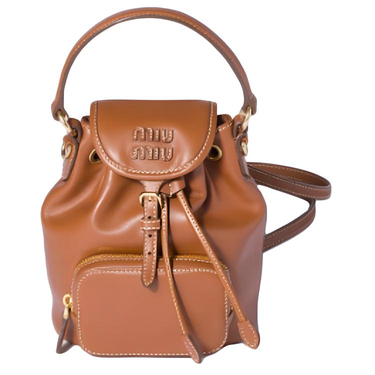 

Мини-рюкзак из коровьей кожи для женщин cognac MIU MIU