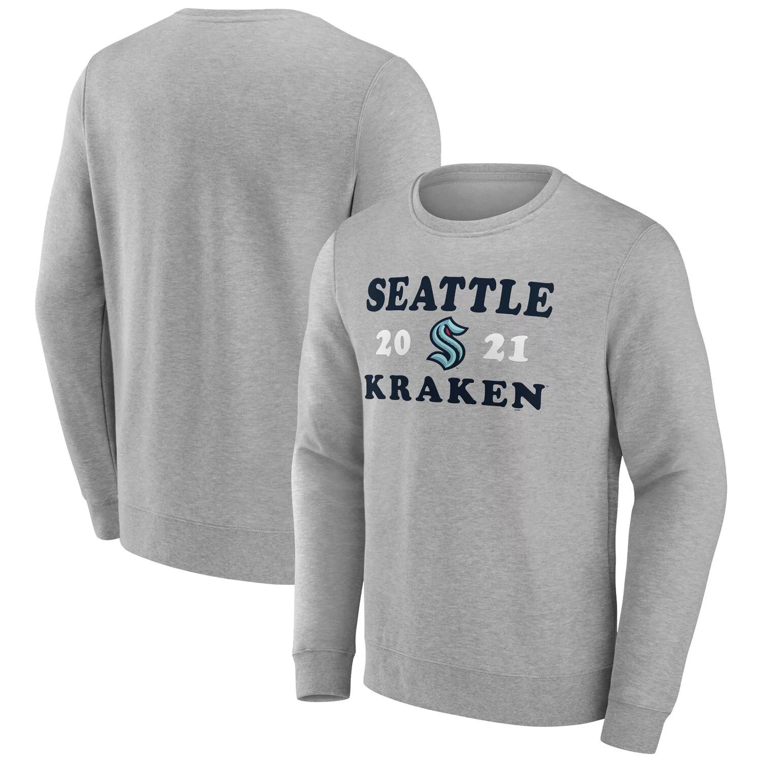 

Мужской пуловер с логотипом Heather Charcoal Seattle Kraken Fierce Competitor Fanatics