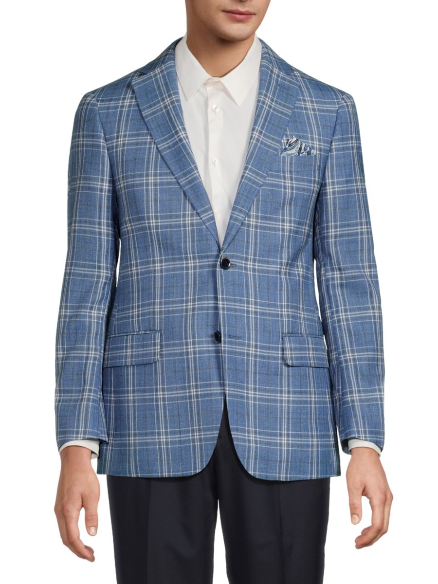 

Спортивное пальто Otto Modern Fit из шерстяной смеси в клетку Robert Graham, синий
