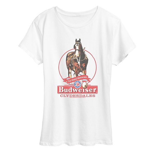 

Женская футболка с принтом Budweiser Clydesdales Licensed Character, White, Белый, Женская футболка с принтом Budweiser Clydesdales Licensed Character, White