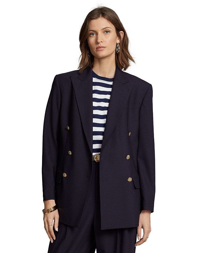 

Двубортный пиджак Lauren Ralph Lauren из шерстяной смеси, синий