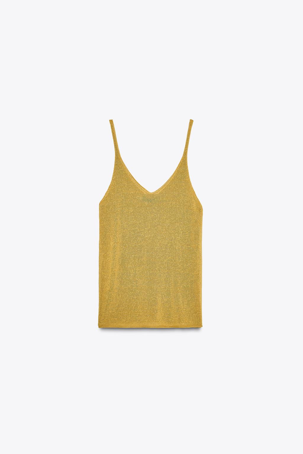 

Трикотажный топ из льняной смеси ZARA, цвет Oil