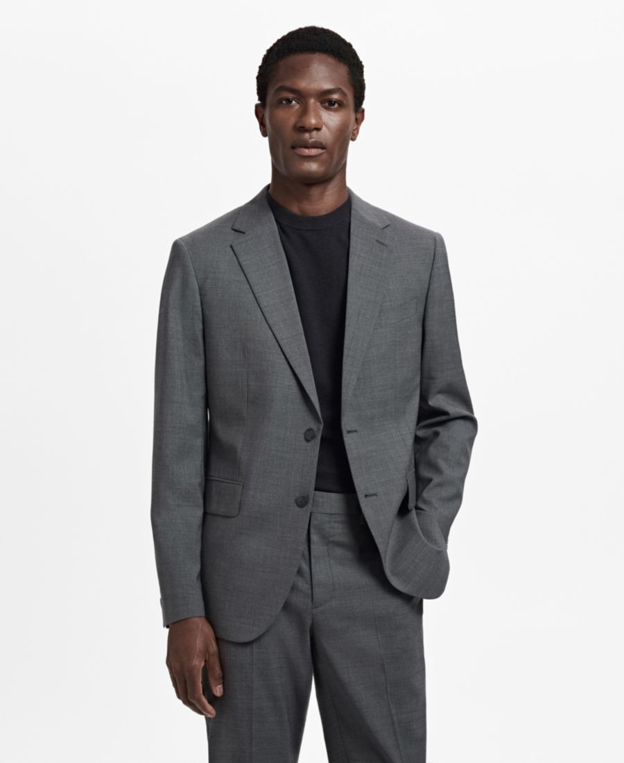 

Мужской пиджак из натуральной шерсти, производства Турина MANGO, Gray