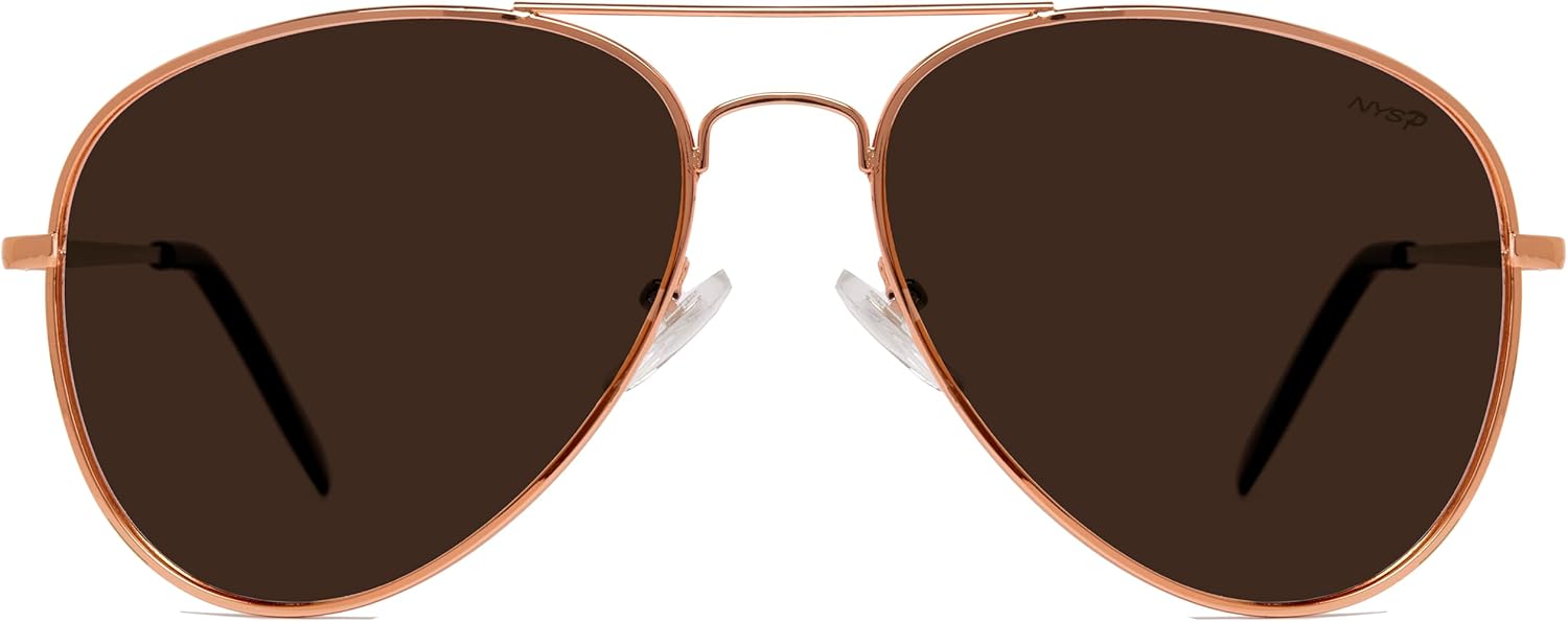 

Классические поляризованные солнцезащитные очки-авиаторы премиум-класса от NYS Collection, легкая оправа, линзы 63 мм, защита от УФ-излучения UV400, для мужчин и женщин, Gold Frame-brown Lens