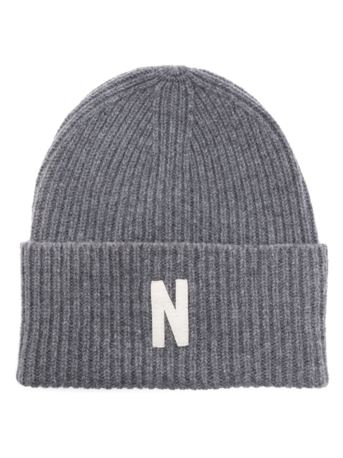 

Norse Projects шерстяная шапка бини в рубчик с нашивкой-логотипом, серый