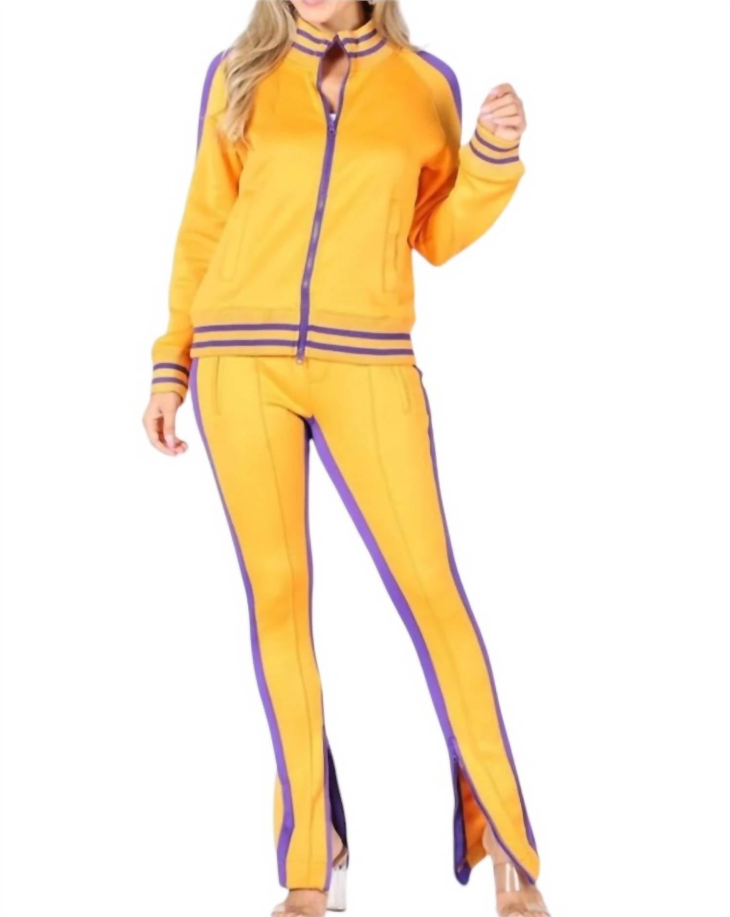 

Брюки женские The Set, цвет gold & purple