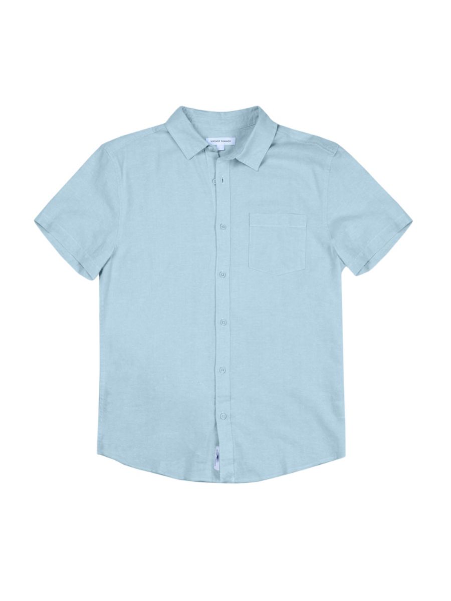 

Рубашка с коротким рукавом из льняной ткани Vintage Summer, синий