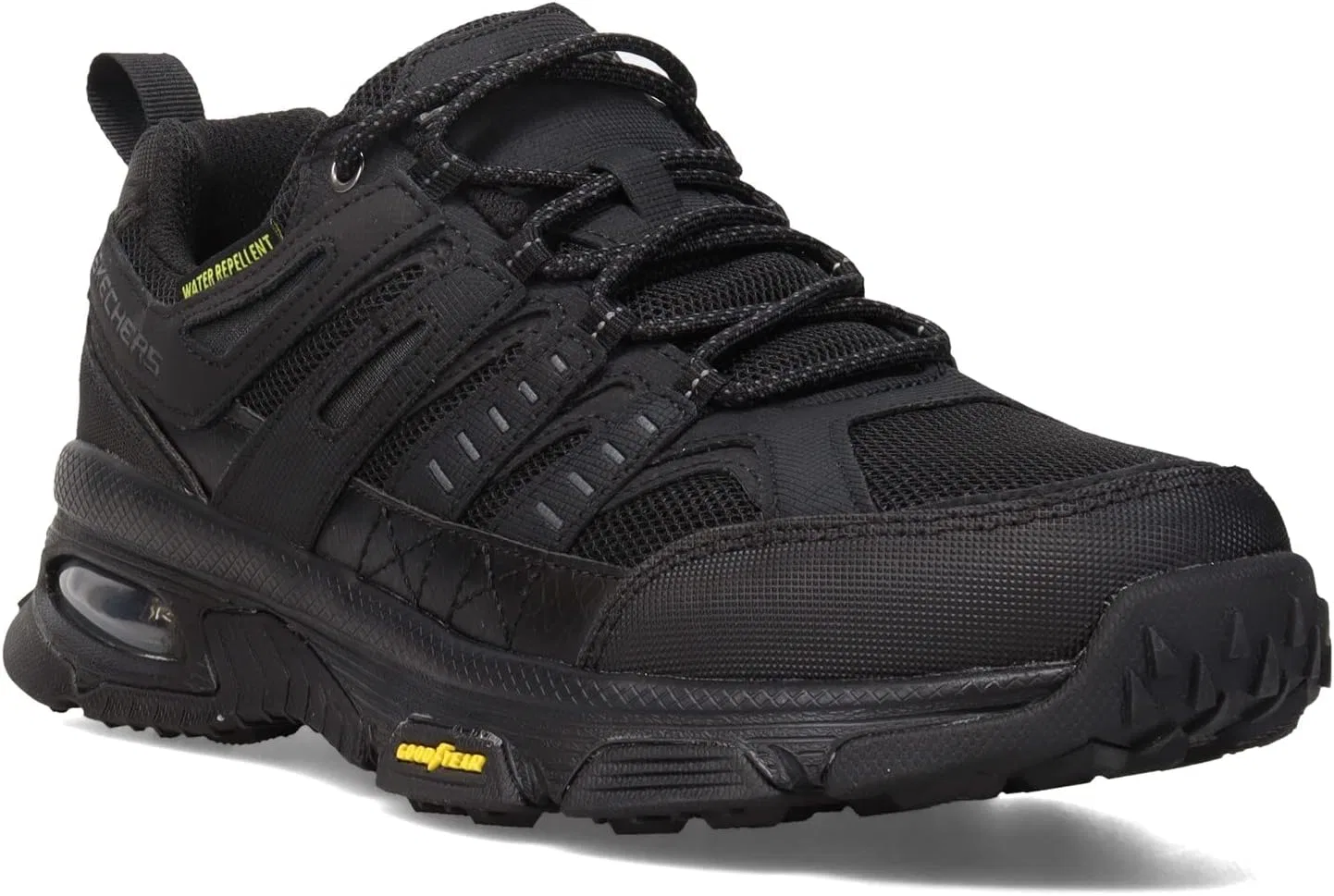 Мужские кроссовки Skechers Skech Air Envoy Bulldozer на шнуровке, модель Oxford, Black Leather Pu Mesh Black Trim — фото 2