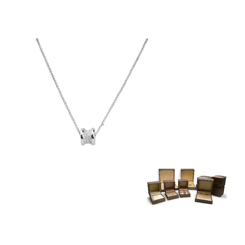 

BVLGARI Колье B.Zero1 с кристаллами из белого золота унисекс белое золото