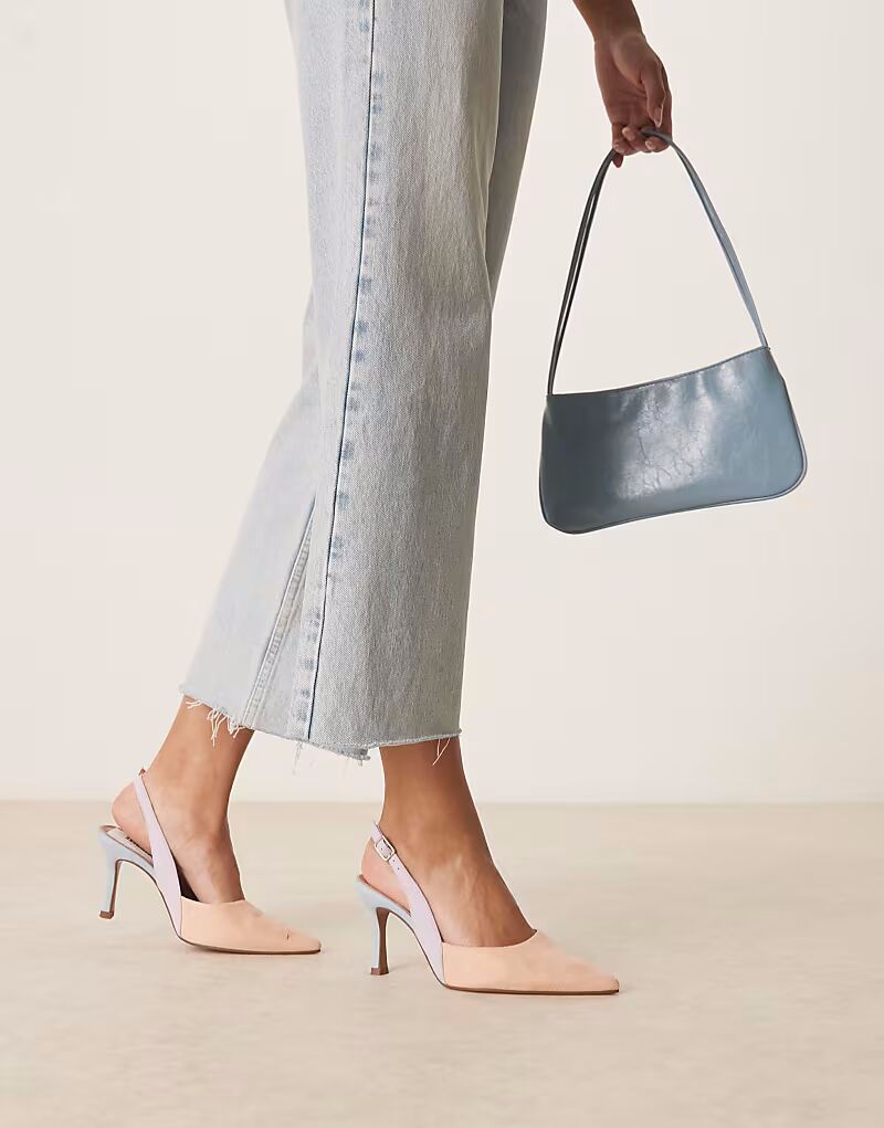 Туфли-шпильки с открытой пяткой ASOS DESIGN Wide Fit Samber из разноцветной замши — фото 4