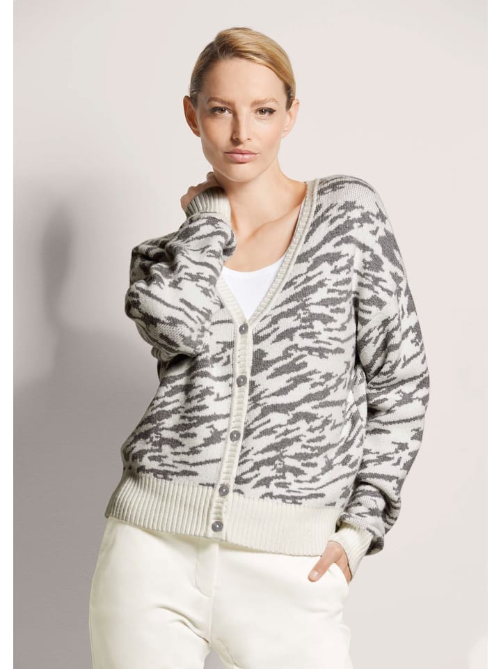 

MADELEINE Кардиган с жаккардовым узором, цвет кремовый / серый / меланж