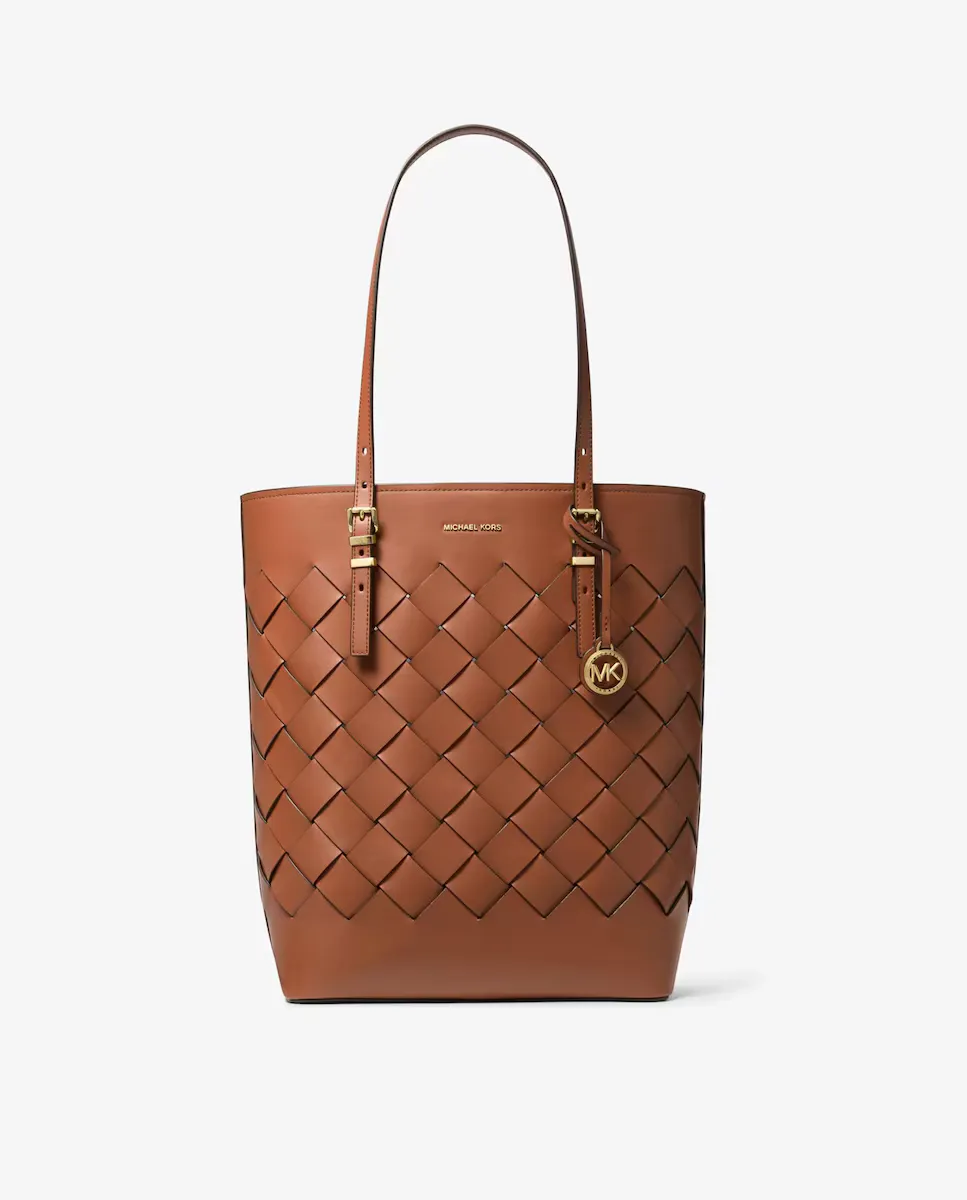 

Плетеная кожаная сумка-тоут Quinn Michael Michael Kors, коричневый