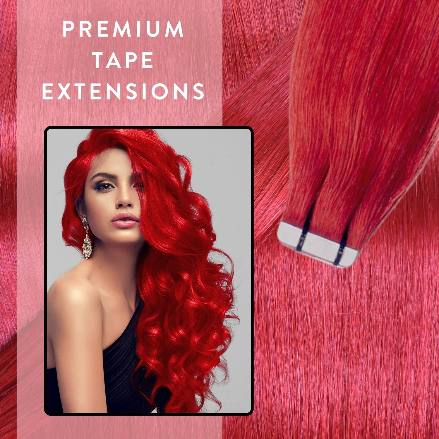 Накладные волосы tape extensions premium echthaar #0/44 rot intensiv Hair2Heart, 60cm, количество 1 шт. — фото 2