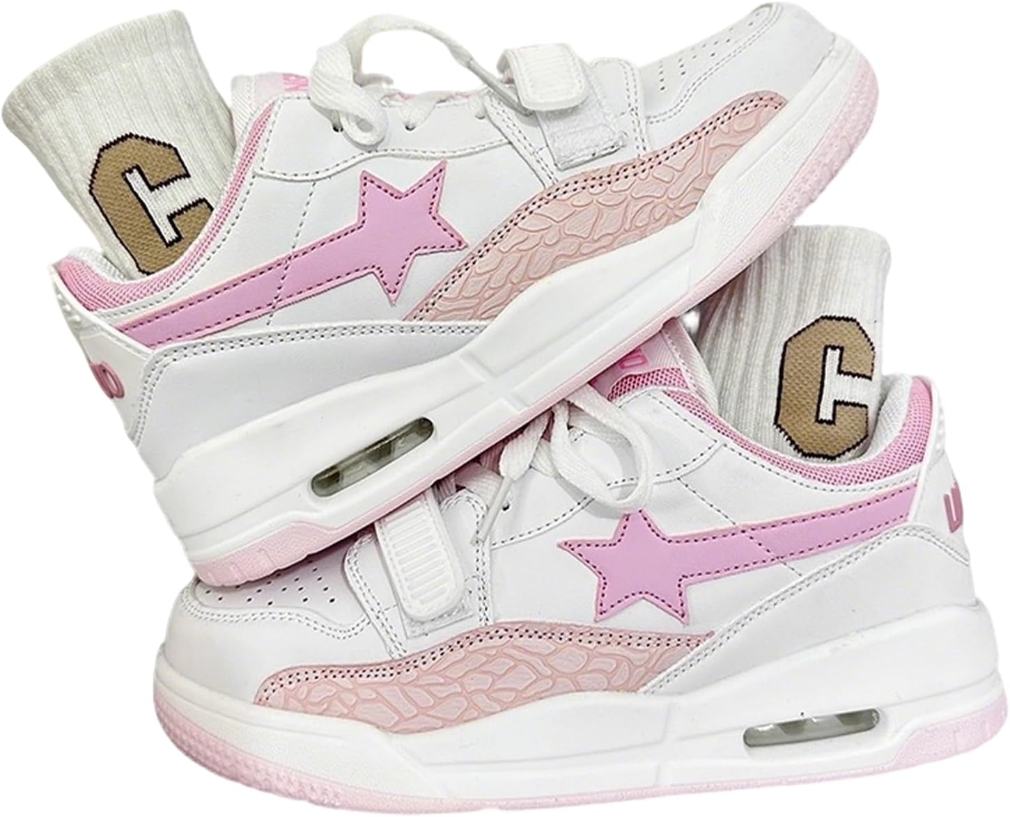 

Женские и мужские высокие кроссовки на платформе Star Chunky с воздушной подушкой, удобной толстой подошвой для повседневной уличной носки Zqw, розовый