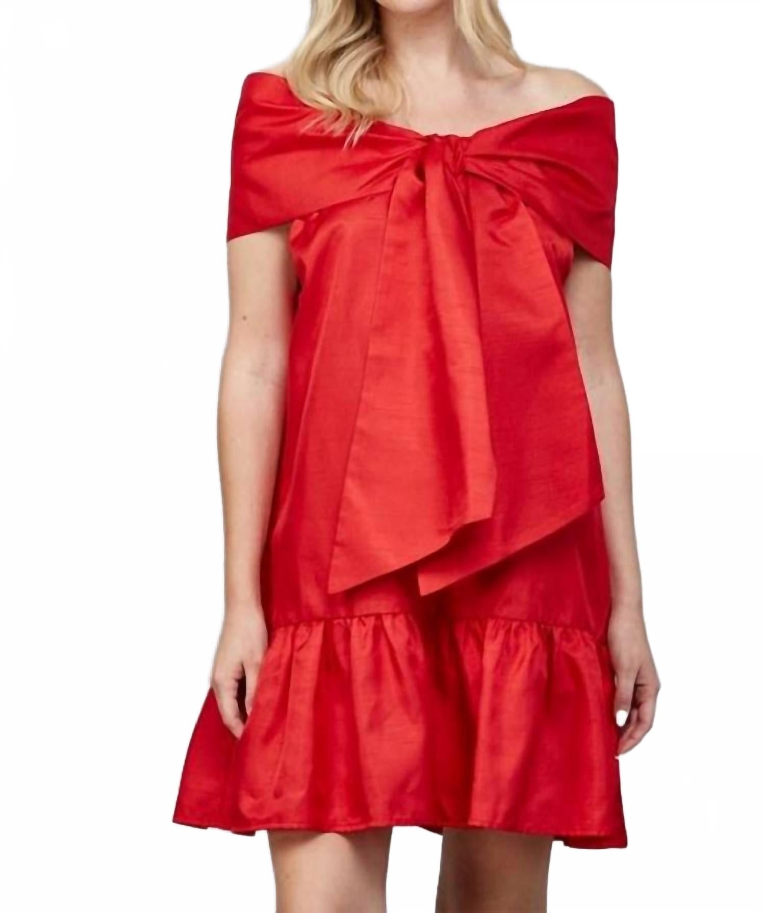 

FATE Мини-платье из тафты с объемным бантом, красное