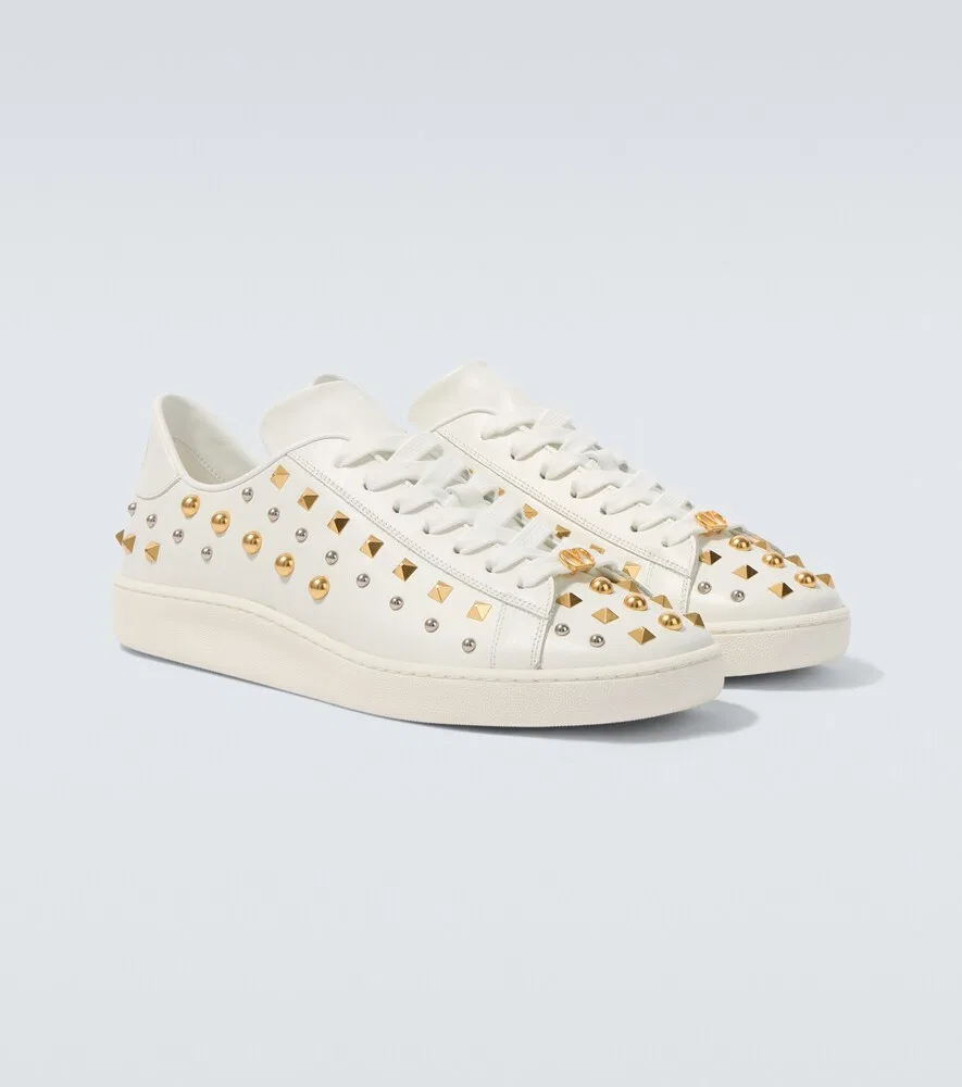 Кожаные кроссовки Royco с заклепками Valentino, белый