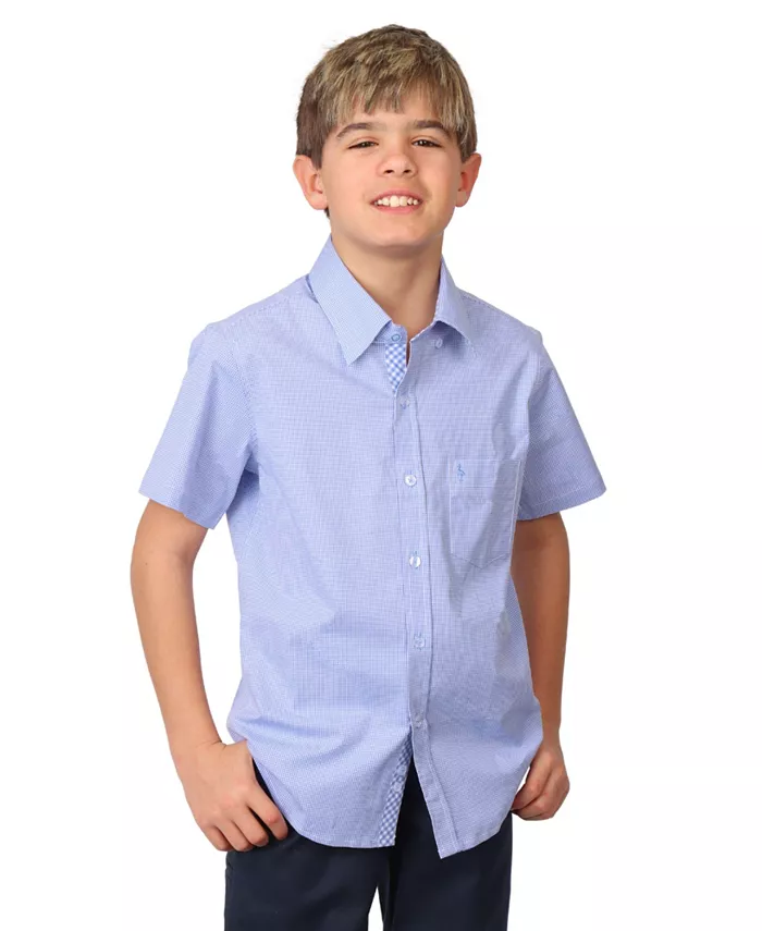 

Рубашка с коротким рукавом Big Boys Signature Micro Gingham Tailorbyrd, синий