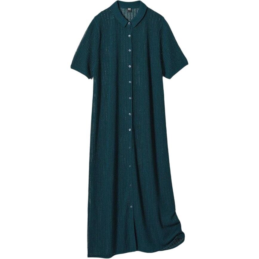 

Платье с короткими рукавами женское бирюзовое Uniqlo