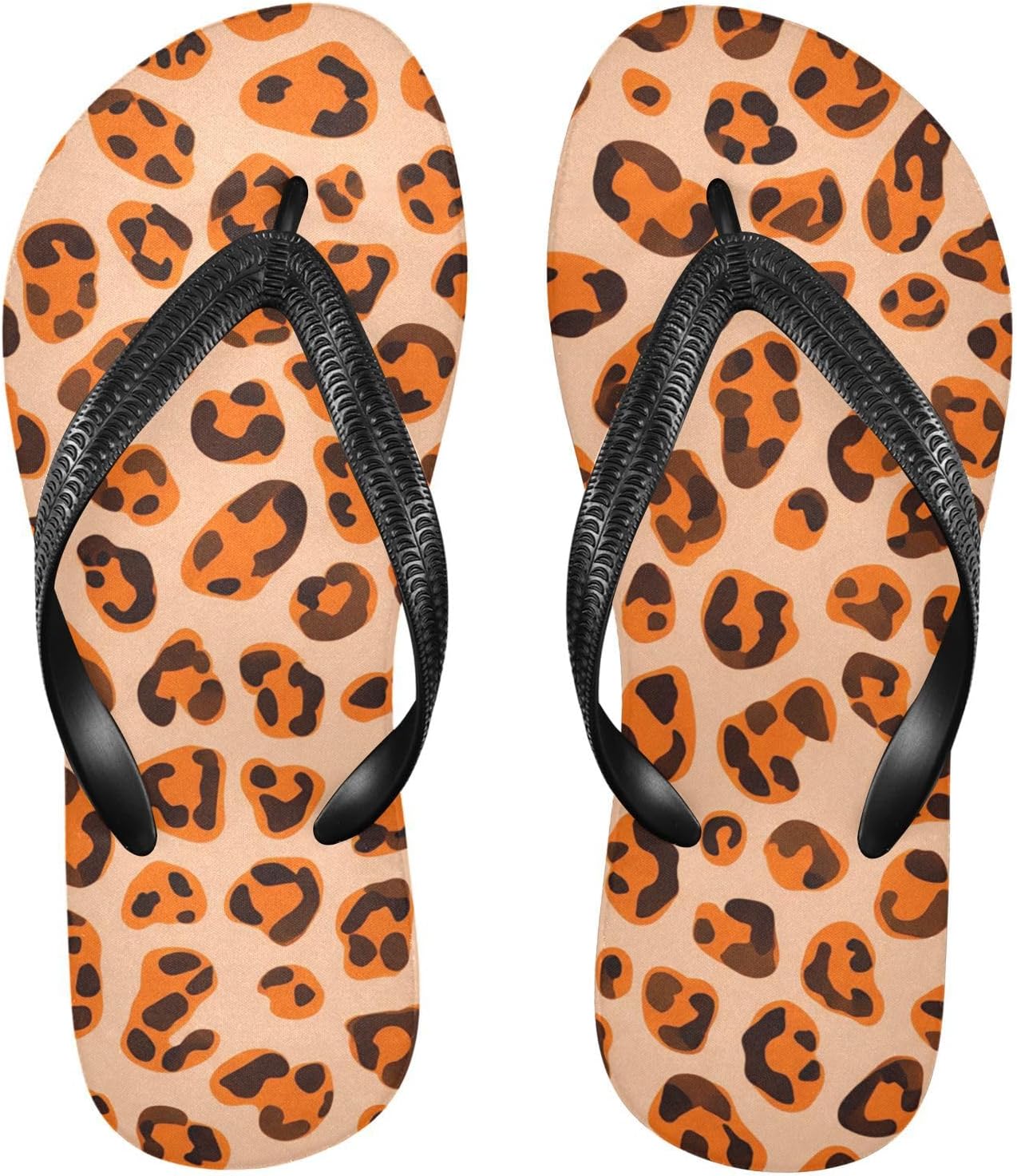 

Женские и мужские пляжные шлепанцы Leopard оранжево-коричневого цвета для лета и душа