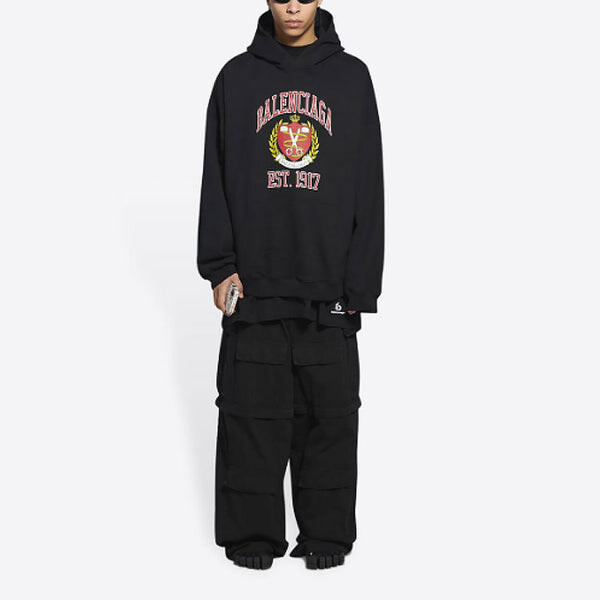 Толстовка est. 1917 college logo print hoodie wide fit 'black' Balenciaga, черный — фото 3