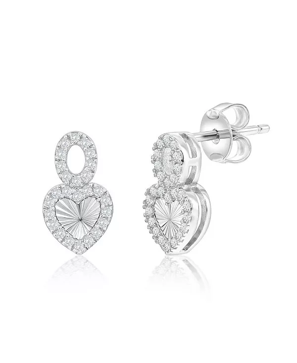 

Серьги из стерлингового серебра с бриллиантовой огранкой в виде сердца и овальных фианитов Simona, silver