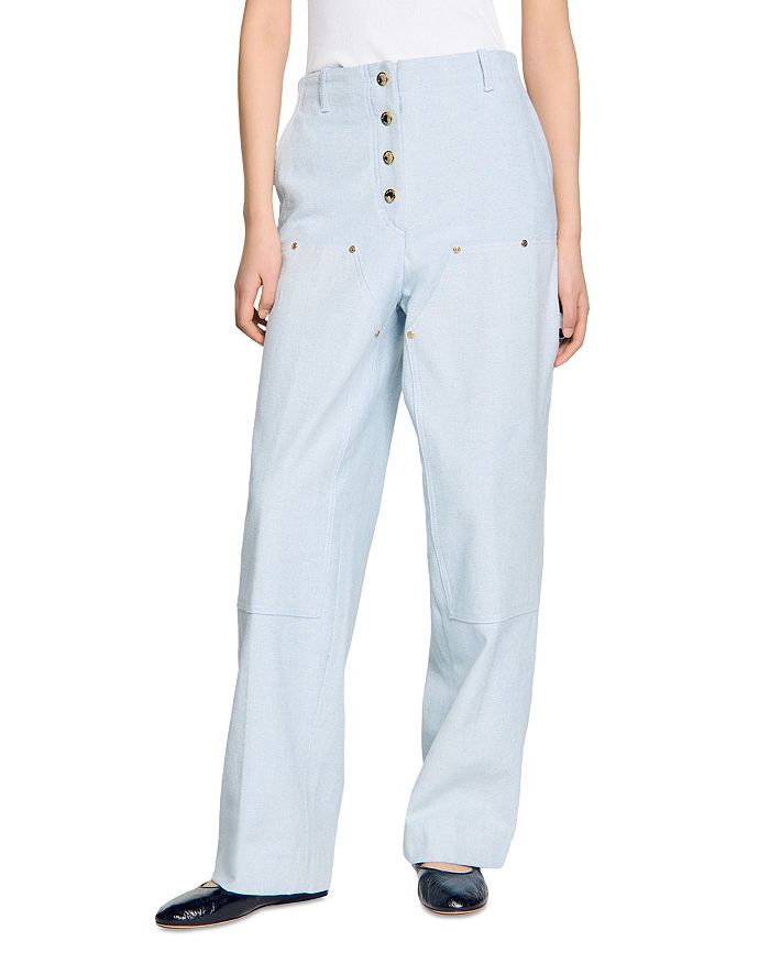 

Плотницкие джинсы в светло-голубом цвете Sandro, синий