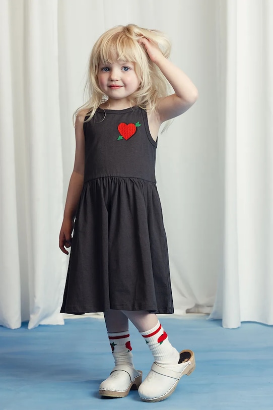 

Детское хлопковое платье Arrowed heart Mini Rodini, черный