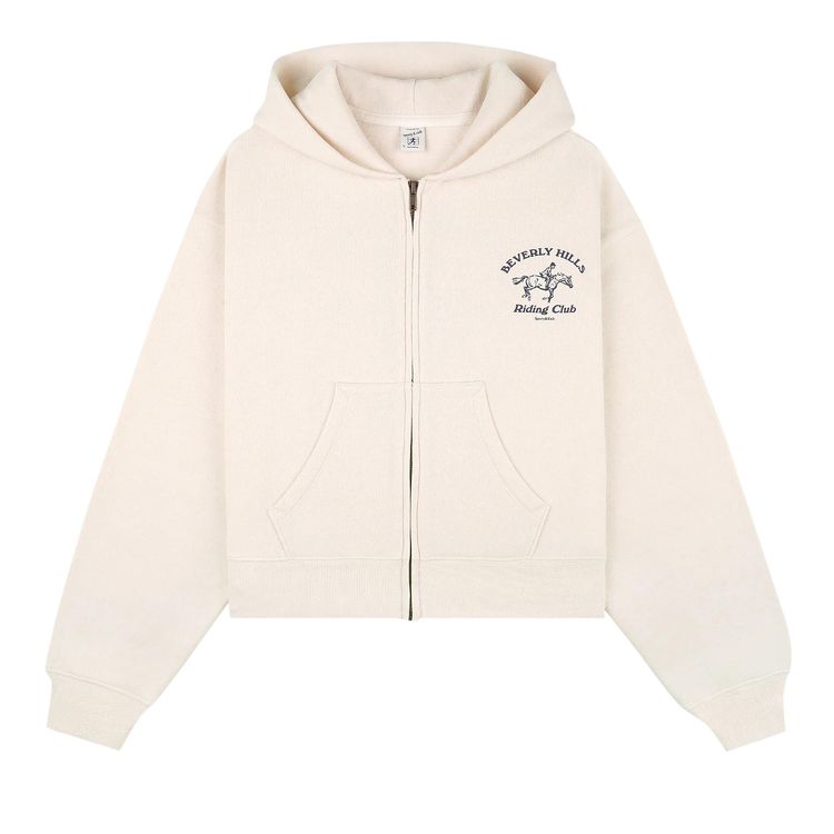 

Худи Sporty & Rich BH Riding Club Soft Cropped Zip Hoodie 'Cream', белый