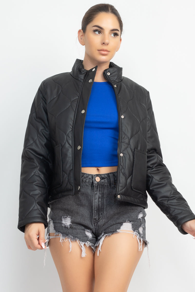 

Стеганая куртка с воротником-стойкой FASHNZFAB, черный