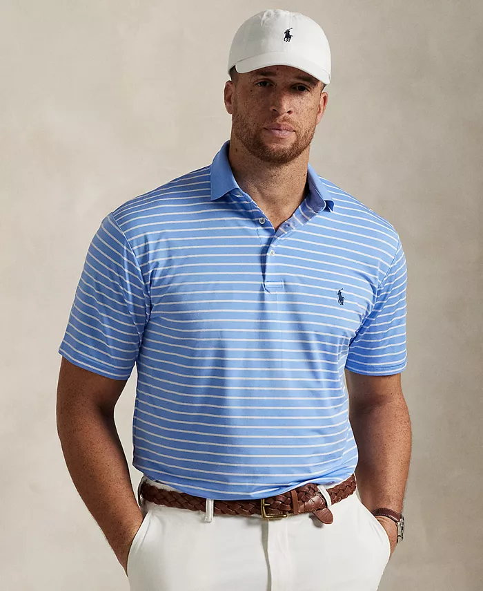 

Мужская поло с полосками Big & Tall Airflow Stretch Performance Polo Ralph Lauren, синий
