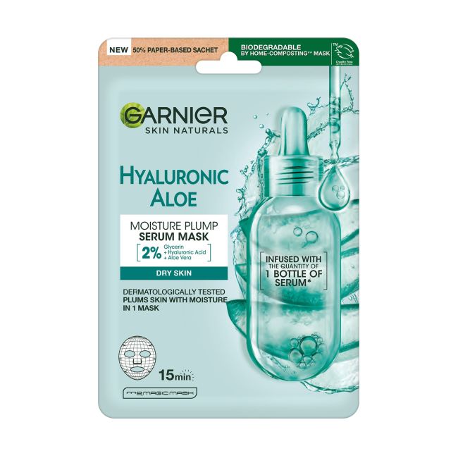 

Skin naturals гиалуроновая маска для лица с алоэ Garnier