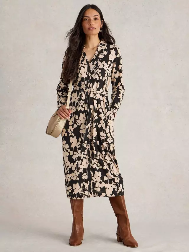 

Платье White Stuff Annie Floral Shirt, цвет black/beige