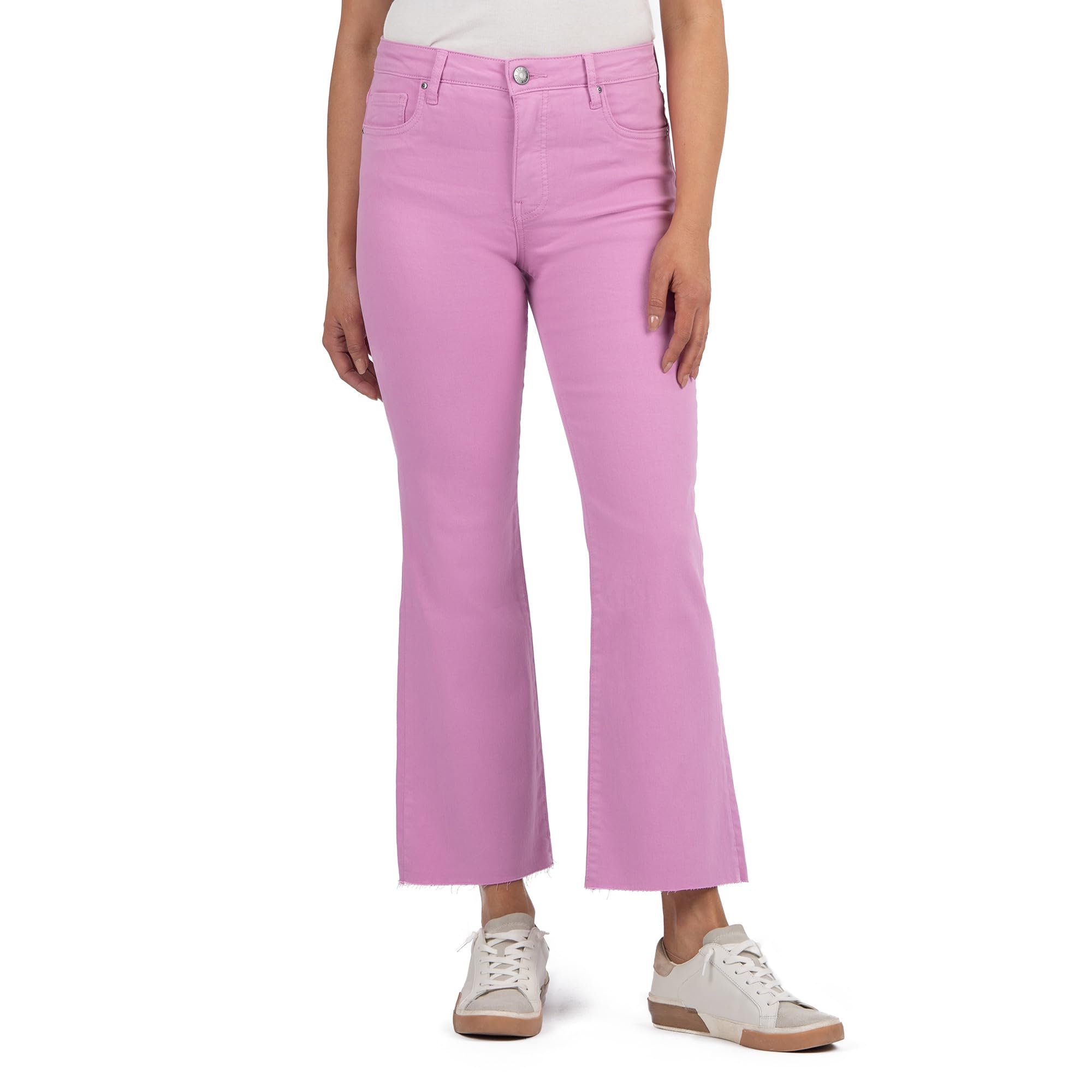 

Джинсы KUT from the Kloth Kelsey High-Rise Fab AB Ankle Flare With Raw Hem, цвет Wild Berry