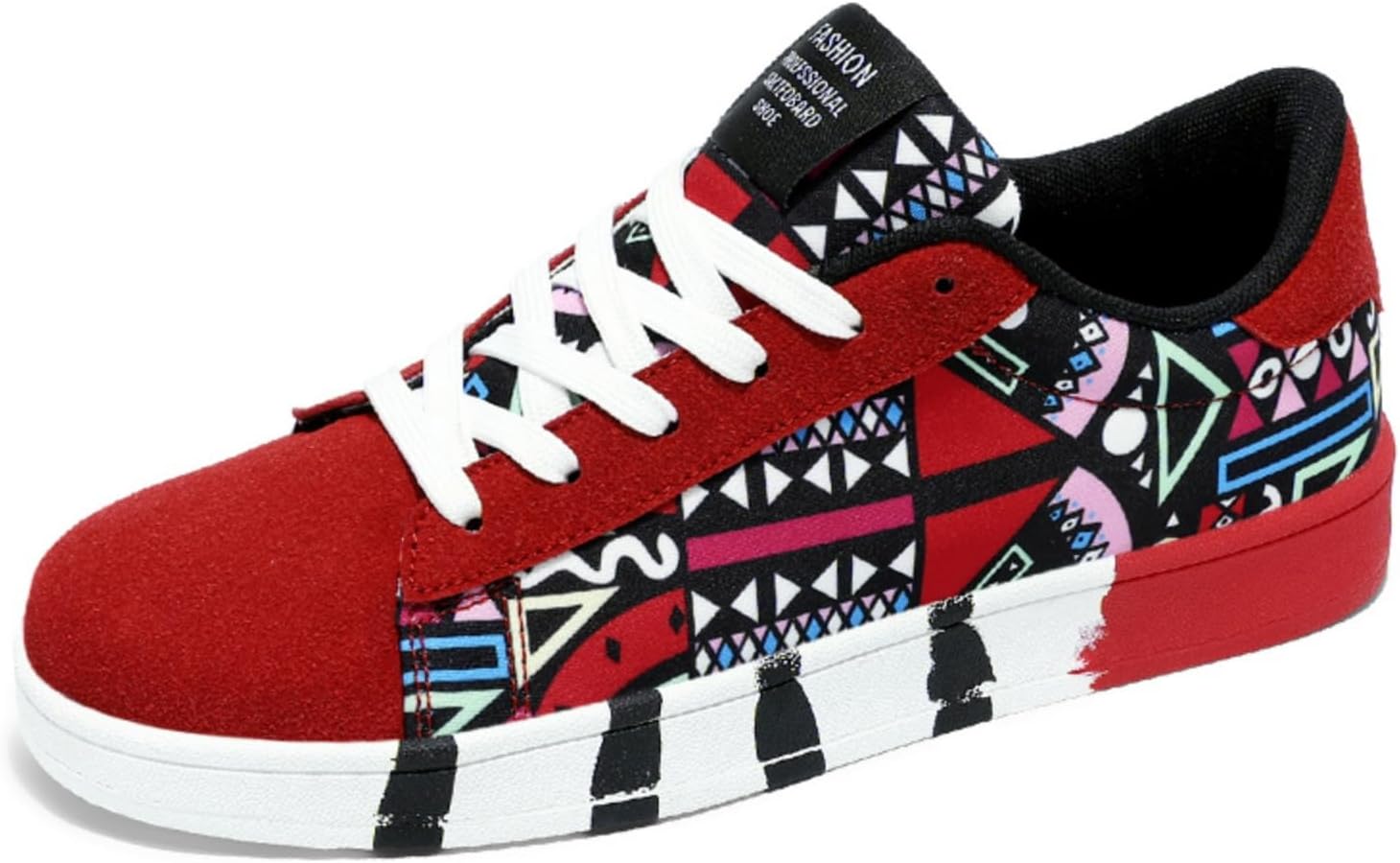 

Мужские модные спортивные кроссовки из холщовой ткани, стиль с шнуровкой, низкие, подходят для ходьбы, спорта, вождения и скейтбординга Khwfjas, красный