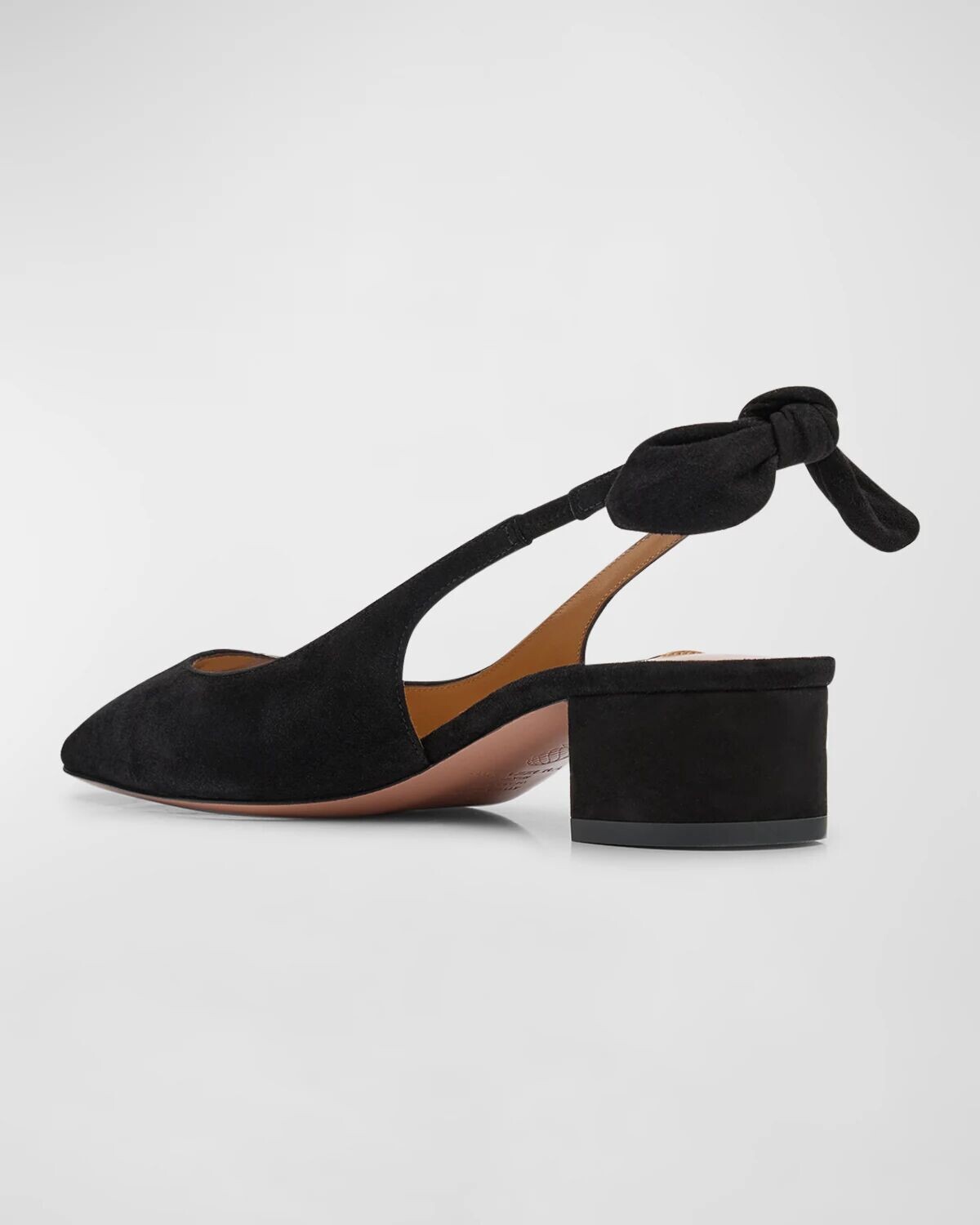 Замшевые балетки с бантом на пятке Aquazzura, цвет Black — фото 3