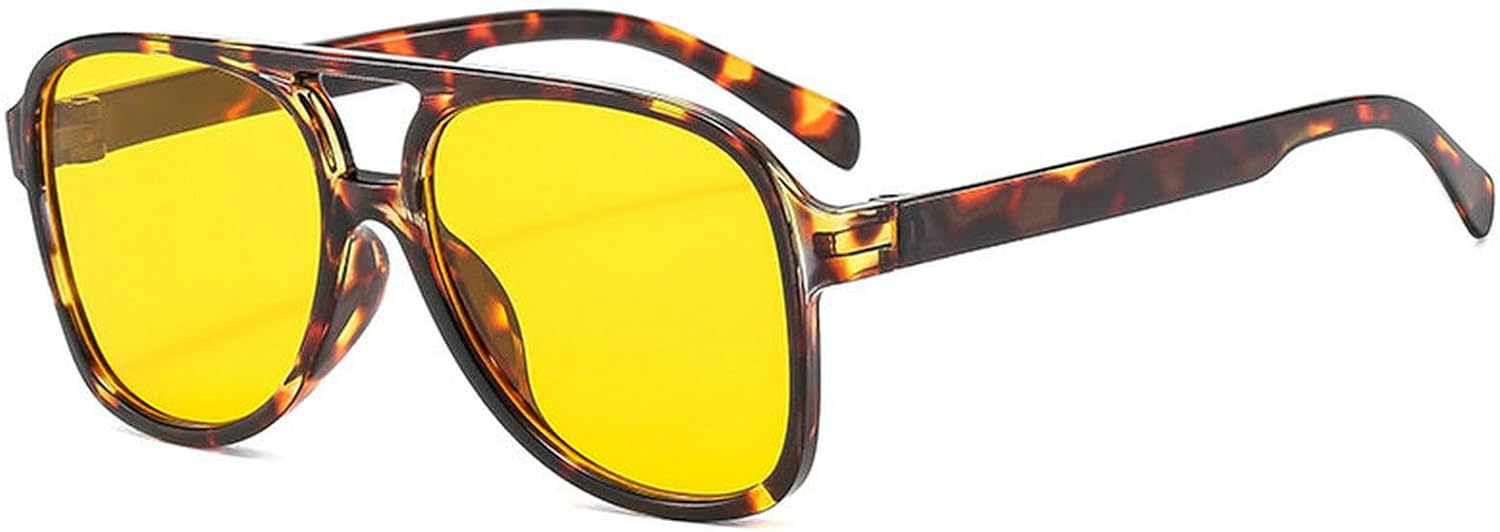 

Солнцезащитные очки COTIA квадратной формы для женщин и мужчин, винтажные, с двойной перемычкой, в стиле «пилот», классические, для активного отдыха и повседневной носки, Leopard Yellow