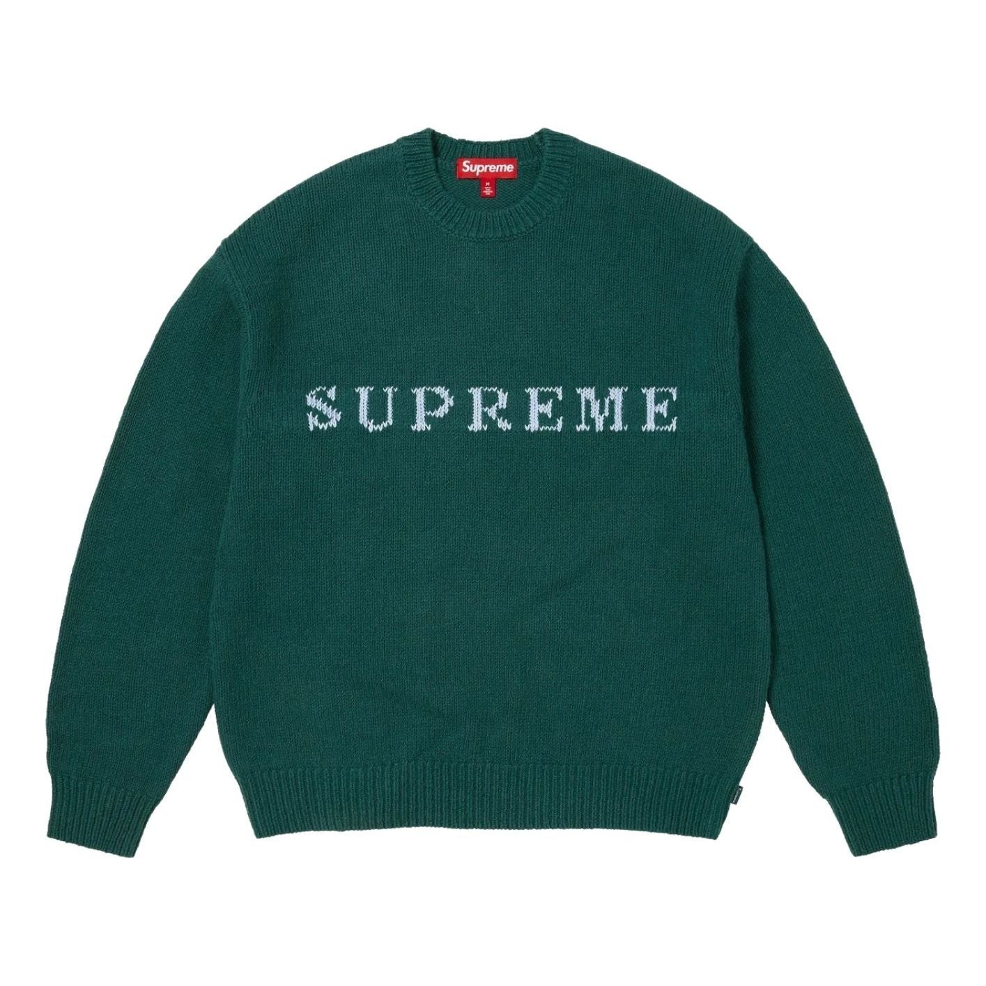 Свитер Supreme FW25 с контрастным логотипом, цвет «сосна»