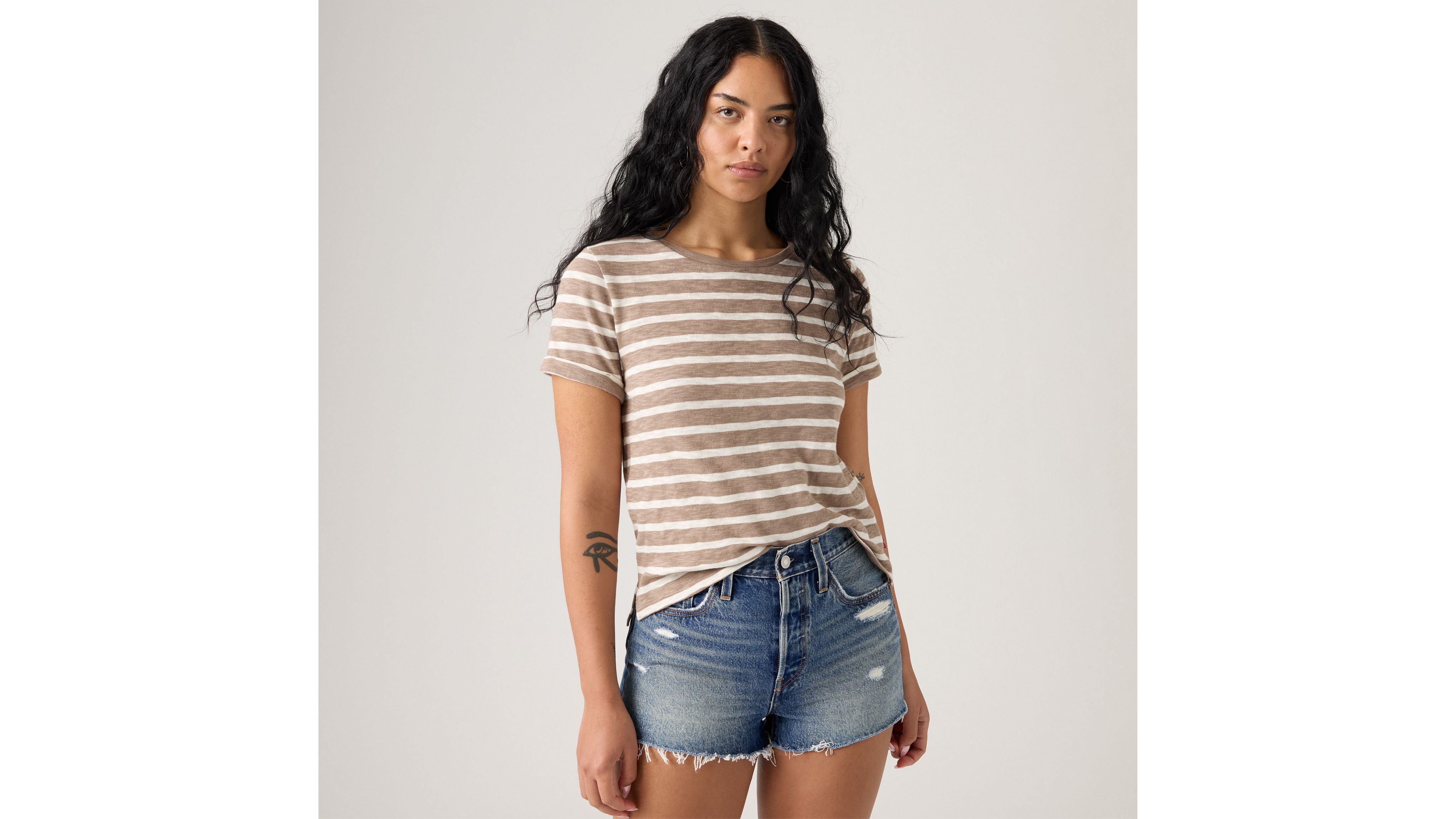 

Футболка с коротким рукавом Марго Levi's, Taupe Gray Stripe - White
